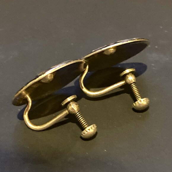 Sterling silver niello earrings - Picture 3 of 4